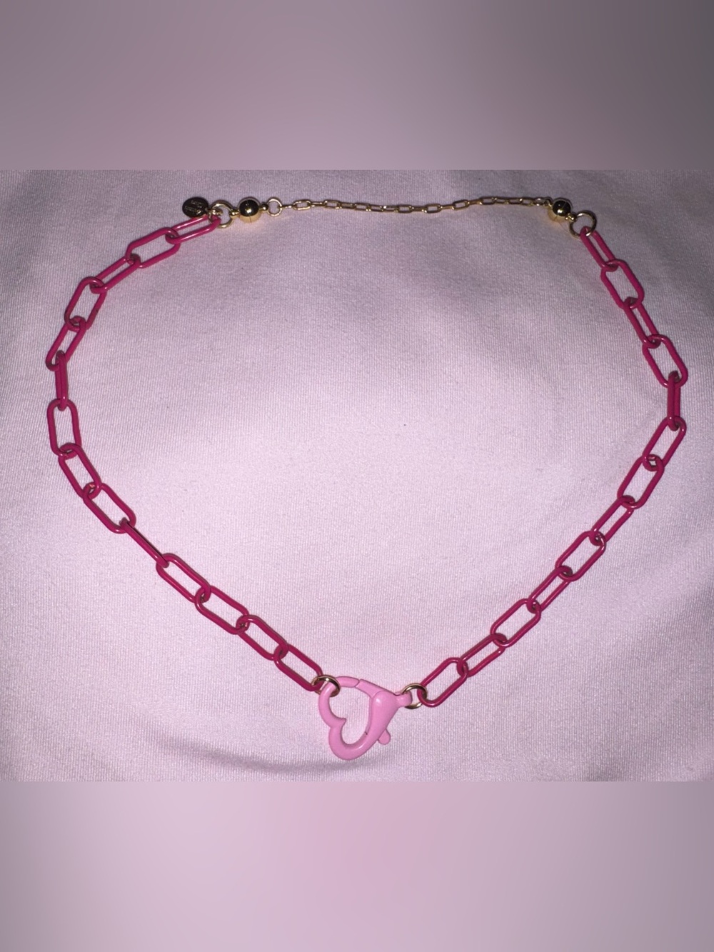 By Alexa Rae x Melania Clara BAR Jewelry Pink Enamel Heart Link Necklace Women